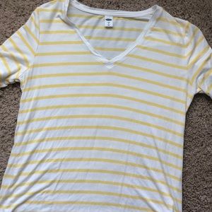 Yellow and white striped T-shirt
